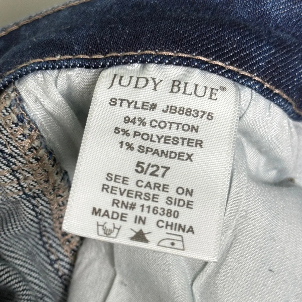 Judy Blue Women’s High Waist Cropped Straight Fit Side Slit Jeans‎ Blue Size 27